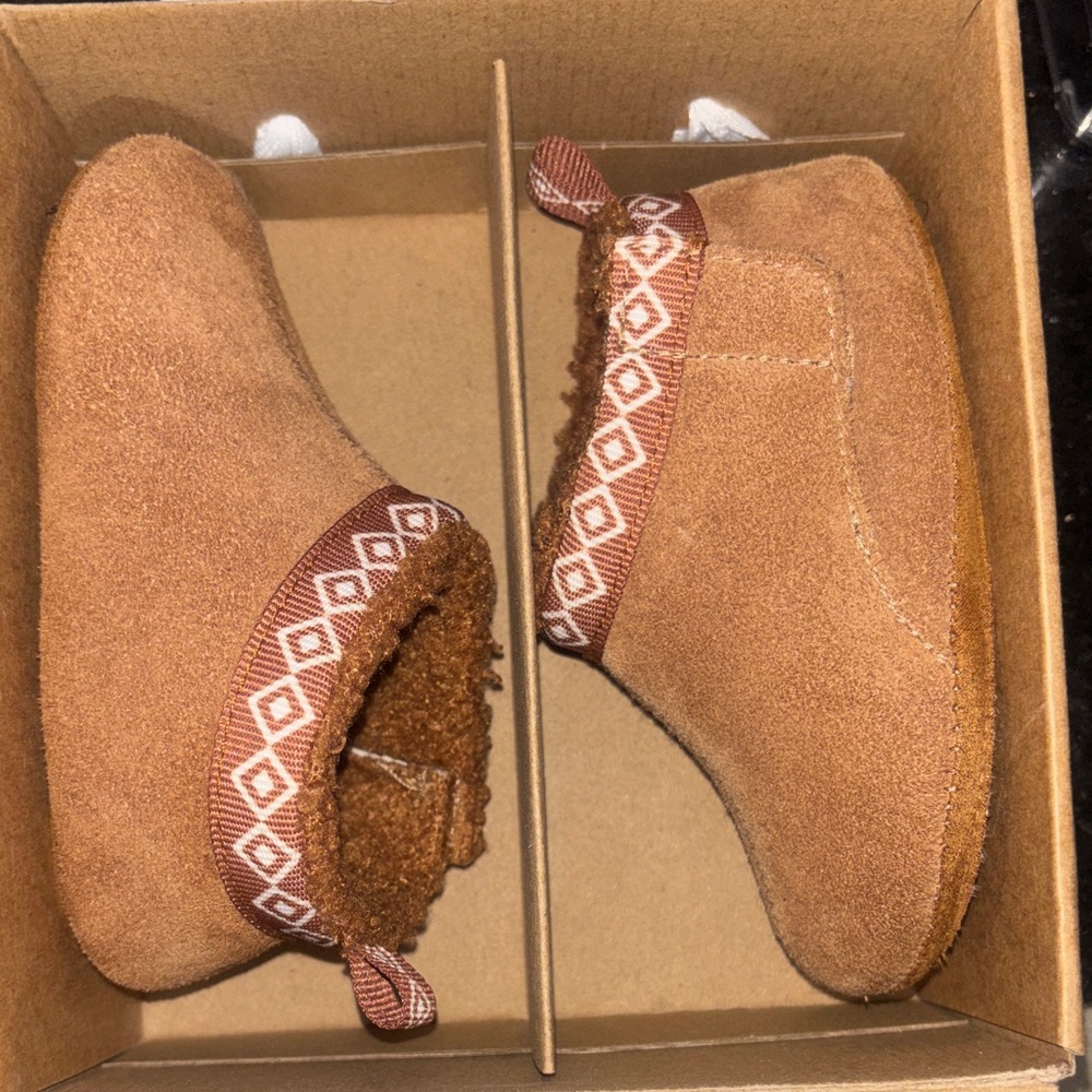 Kids Brown Suede Booties with Cozy Lining 6-12months